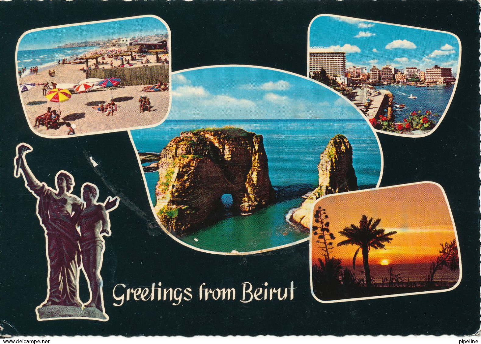 Lebanon Postcard Sent To Denmark 22-5-1967 (Greetings From Beirut) - Liban