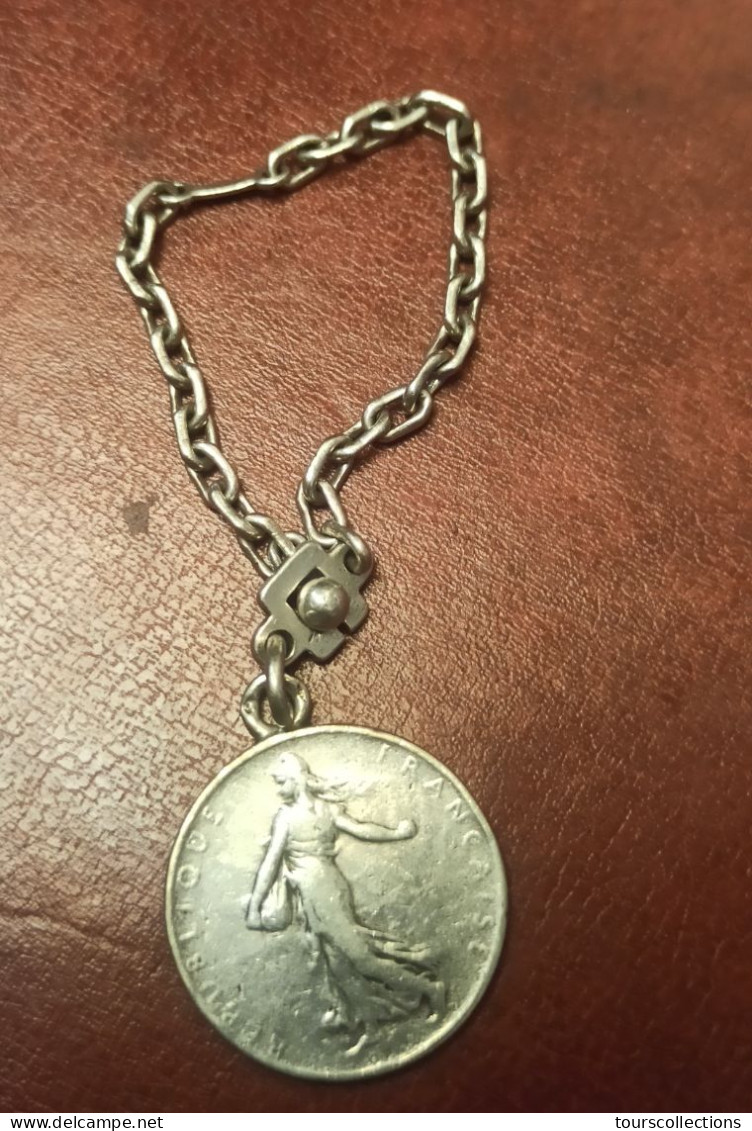 PENDENTIF En ARGENT Pour 16 Grammes Attache OK  - Monnaie Semeuse 2 Francs 1916 Diamètre 27 Mm Longueur Totale 11 Cm - Colgantes