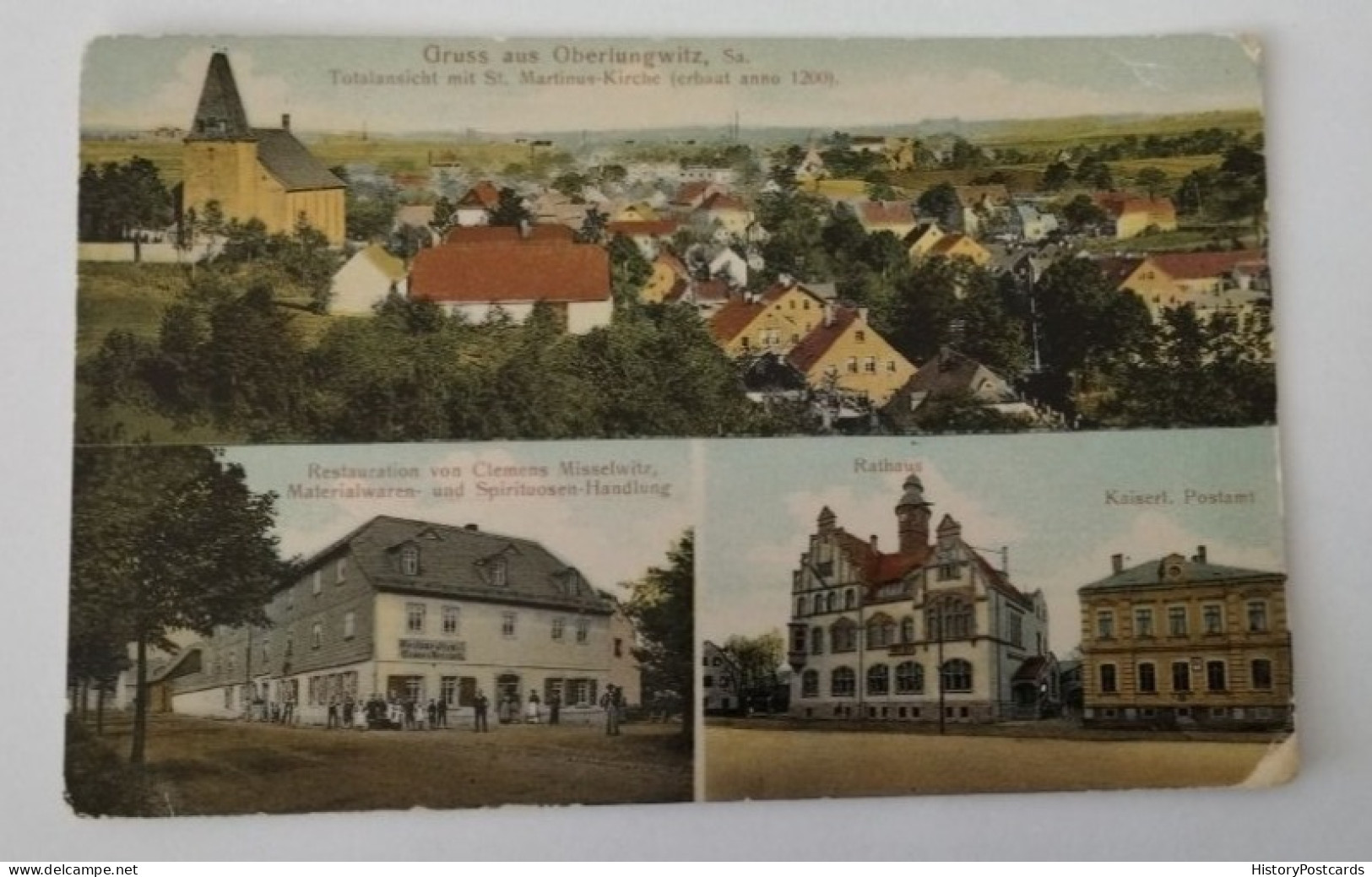 Gruss Aus Oberlungwitz, Restauration, Gasthof,Postamt, Bahnpost, 1909 - Hohenstein-Ernstthal