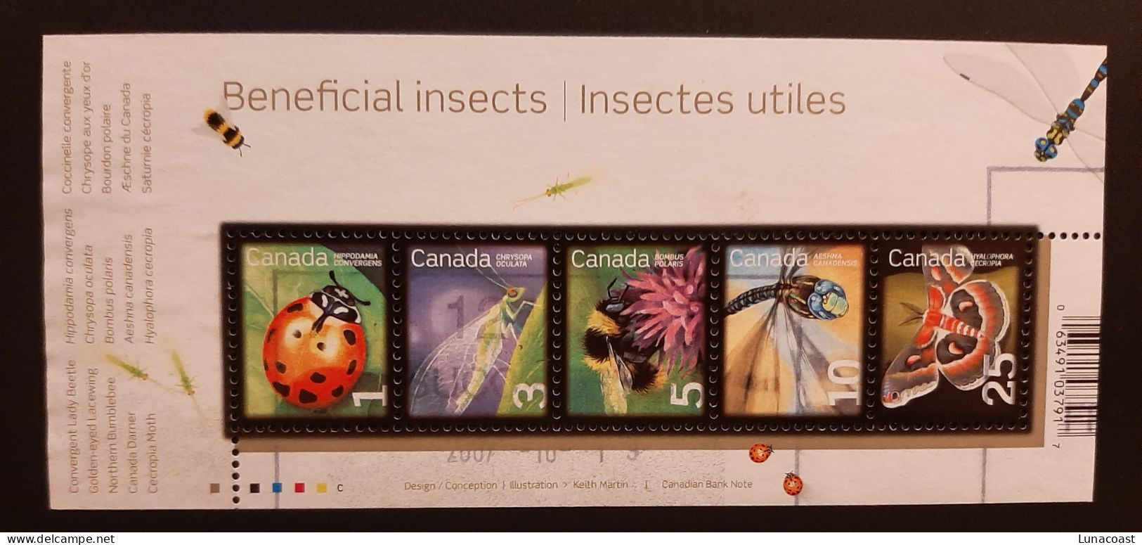 Canada 2007  USED Sc 2238a   Souvenir Sheet Beneficial Insects - Oblitérés