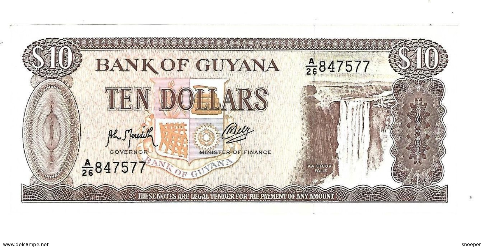 *guyana 10 Dollars 1992  23f Sig 9  Unc - Guyana