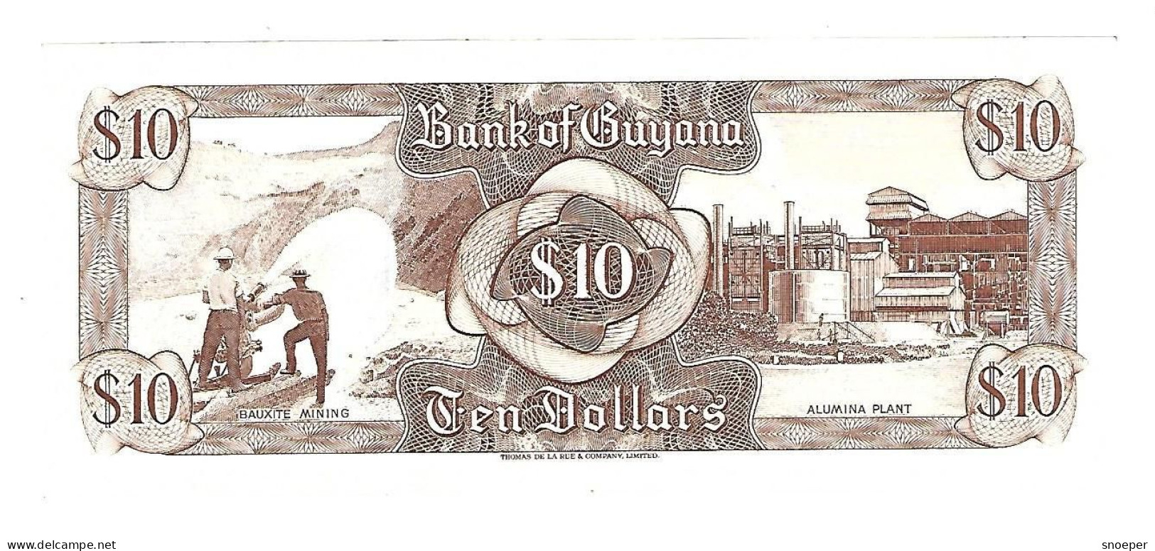 *guyana 10 Dollars 1992  23f Sig 9  Unc - Guyana