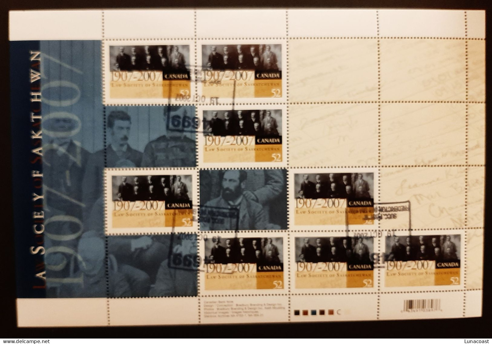 Canada 2007  USED Sc 2227   52c Pane Of 8, Law Society Centennial Saskatchewan - Used Stamps