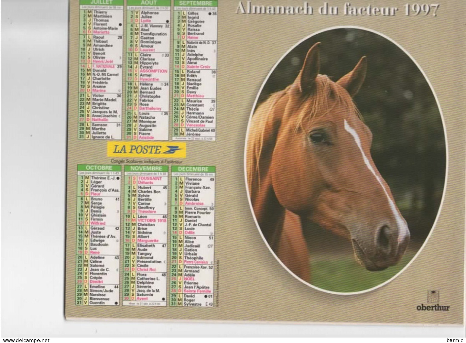 CALENDRIER ANNEE 1997, COMPLET, BERGER ALLEMAND, CHEVAL REF 13765 - Big : 1991-00