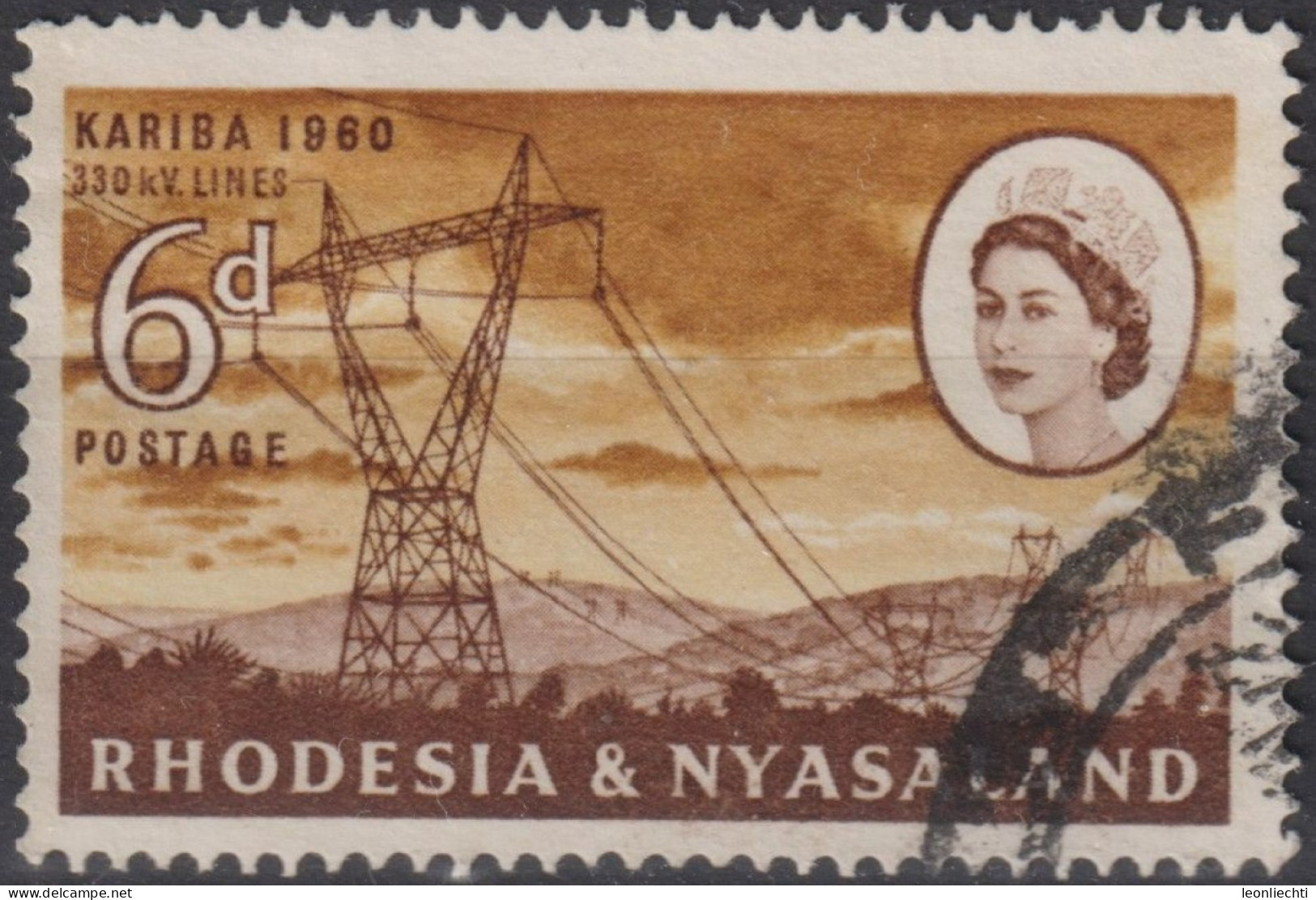 1960 Südrhodesien ° Mi:GB-RH 35, Sn:GB-RH 173, Yt: Power Lines, Opening Of Kariba Hydro-electric Power Plant - Rhodesien & Nyasaland (1954-1963)