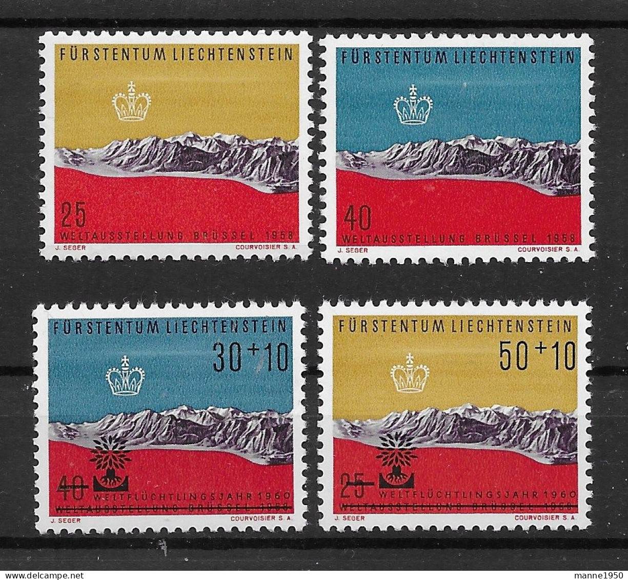 Liechtenstein 1958 Mi.Nr. 369/70 + 389/90 ** Postfrisch - Ungebraucht