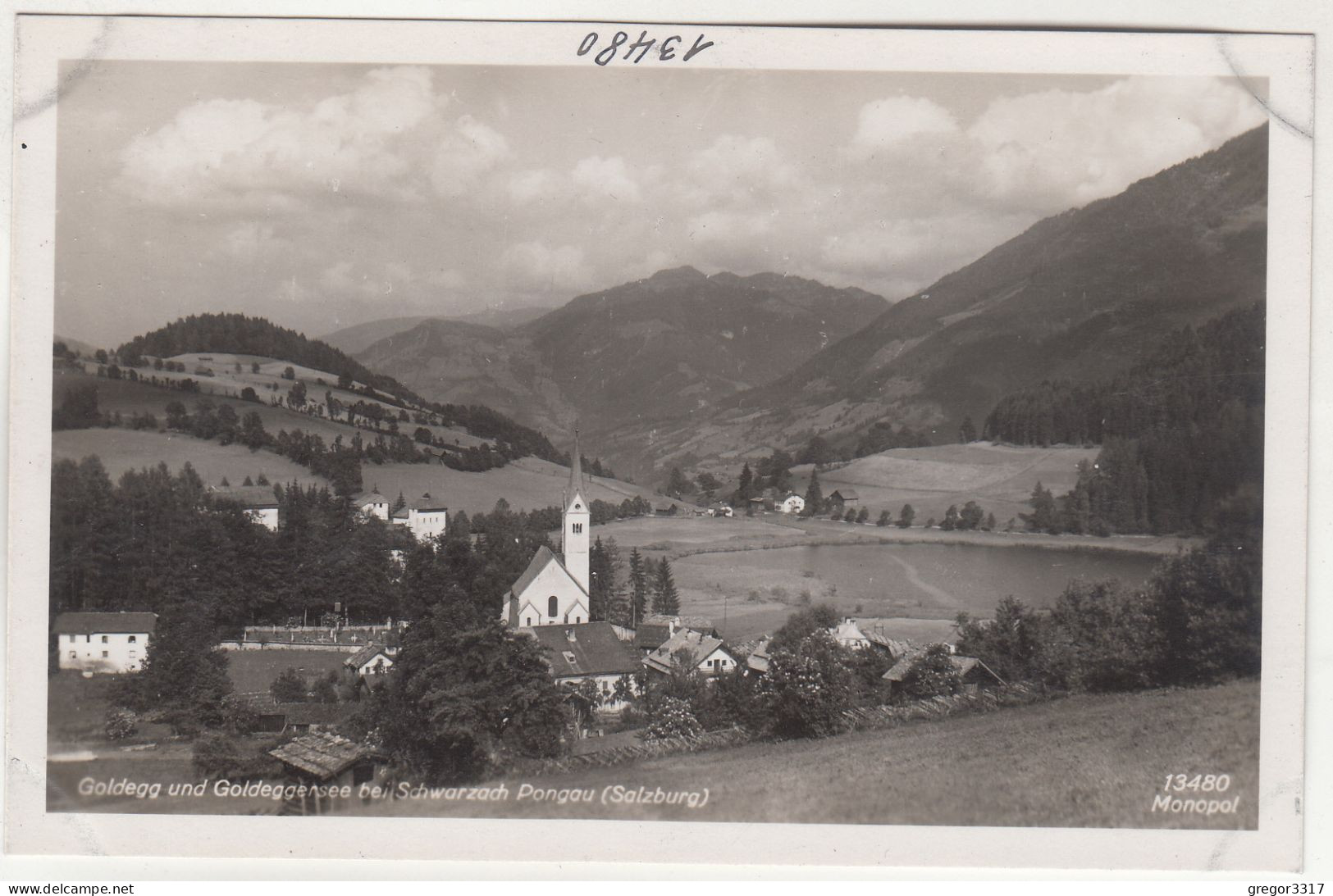 E1793) GOLDEGG Und Goldeggersee Bei Schwarzach Im Pongau - Tolle Variante Mit KIRCHE Im Mittelpunkt ALT - Goldegg