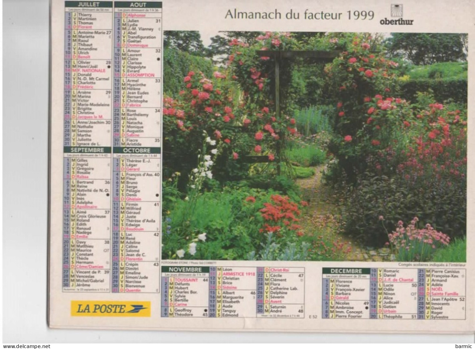 CALENDRIER ANNEE 1999, COMPLET,MAISON RECOUVERTE DE LIERRE, JARDIN FLEURI   REF 13767 - Groot Formaat: 1991-00