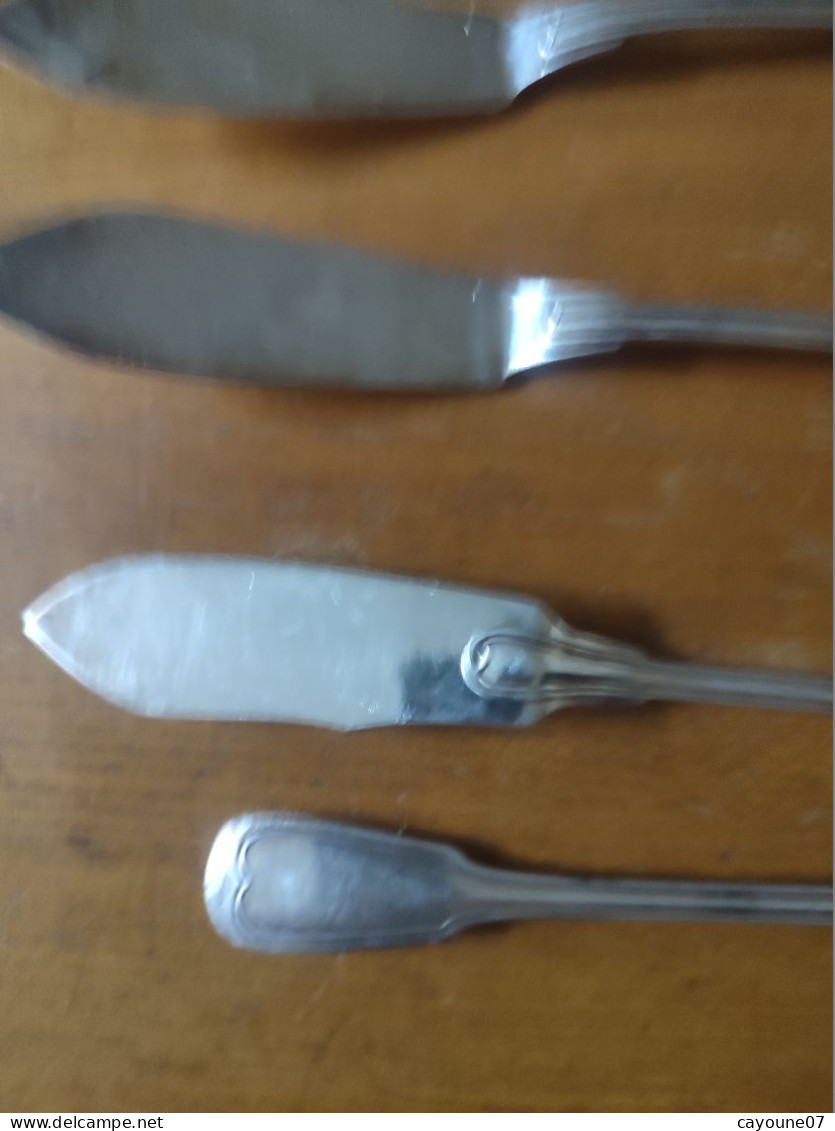 Armand Frenais 6 fourchettes 6 couteaux à poisson métal argenté style Chinon