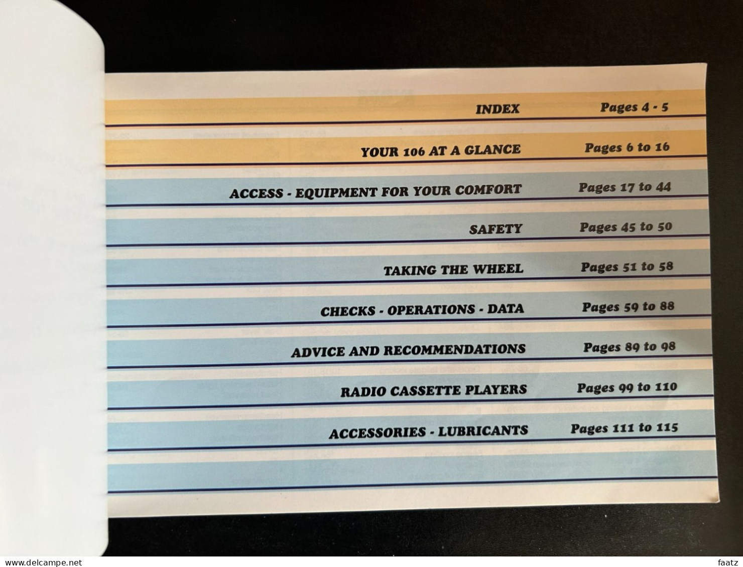 Peugeot 106 (97) Handbook (Manuel D'utilisation) - Altri & Non Classificati