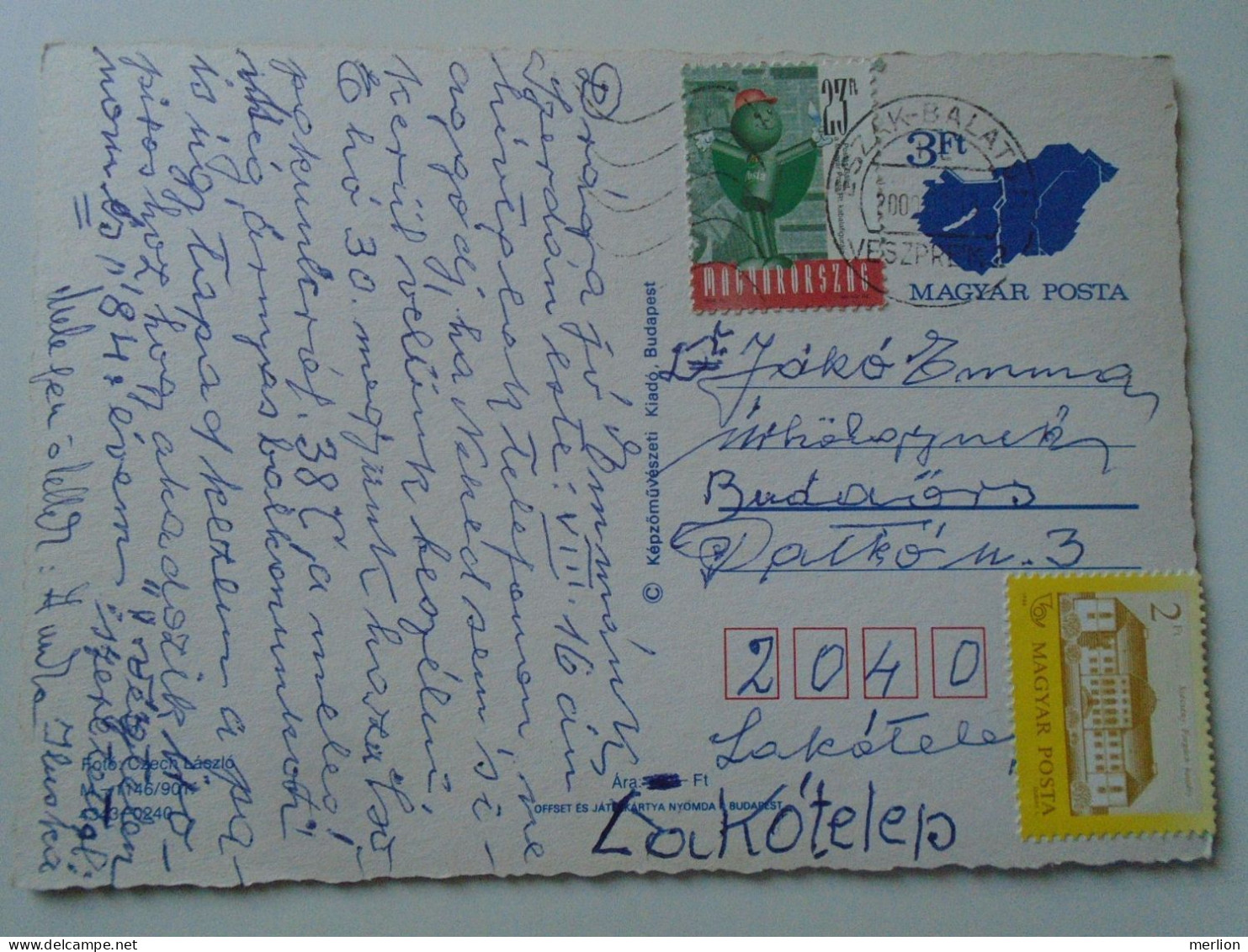 ZA482.27   Hungary  Postal Stationery, Entier,  Ganzsache, 3 Ft M-1146/901  Cancel Észak Balaton -Veszprém  2000 - Interi Postali