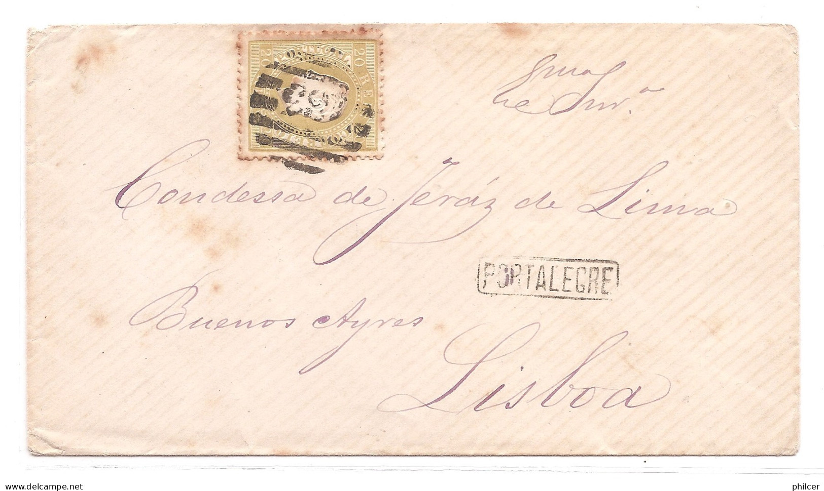 Portugal, 1875, # 39a Dent. 12 3/4, Tipo II, Para Lisboa - Covers & Documents