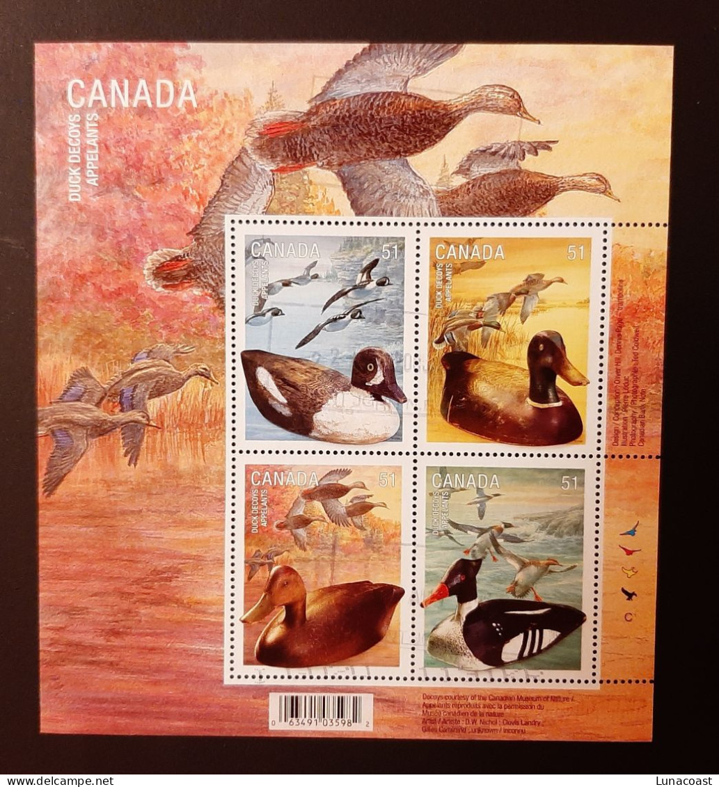 Canada 2006  USED Sc 2166b   2.04$ Souvenir Sheet, Duck Decoys - Oblitérés