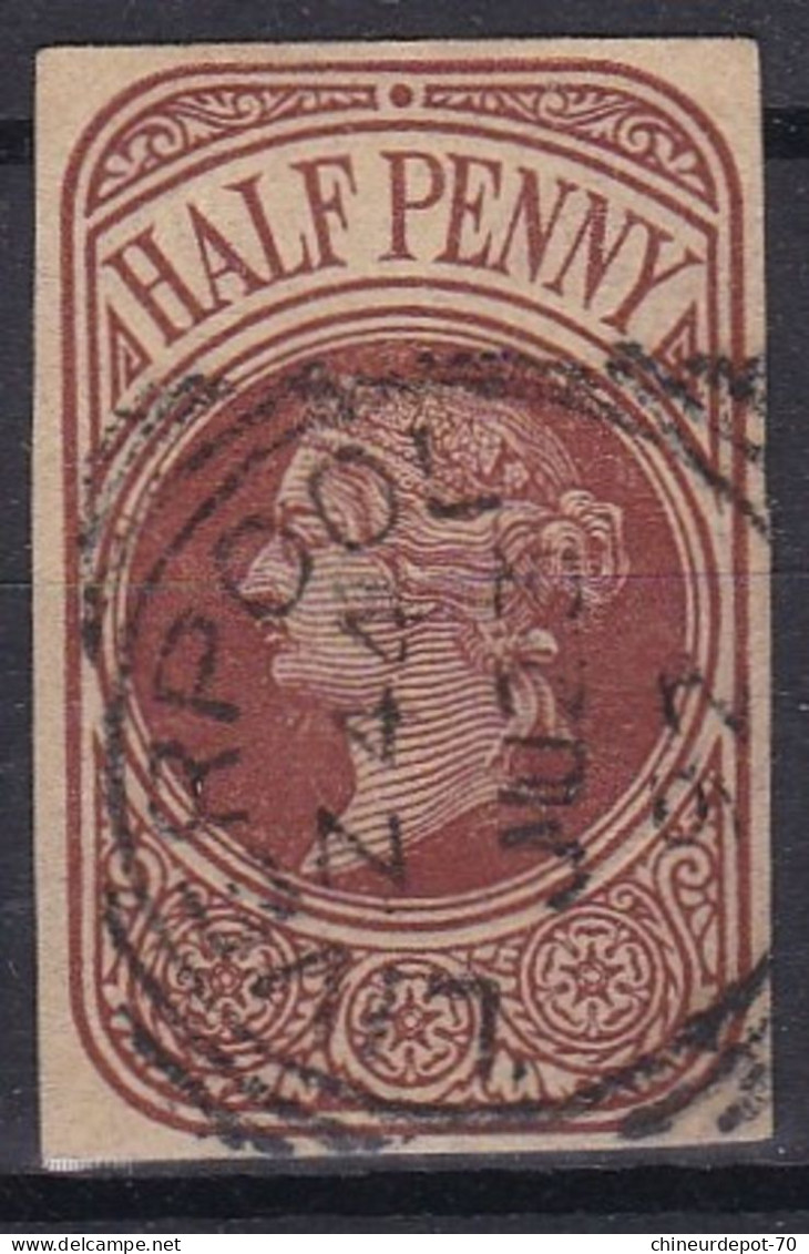 Queen Victoria HALF PENNY CACHET LIVERPOOL 1892 - Gebruikt