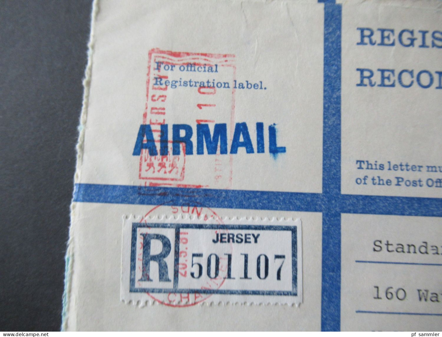 GB Jersey Channel Islands 1981 2x Registered Letter Postage And Registration Mit Marken Airmail Nach New York USA - Jersey