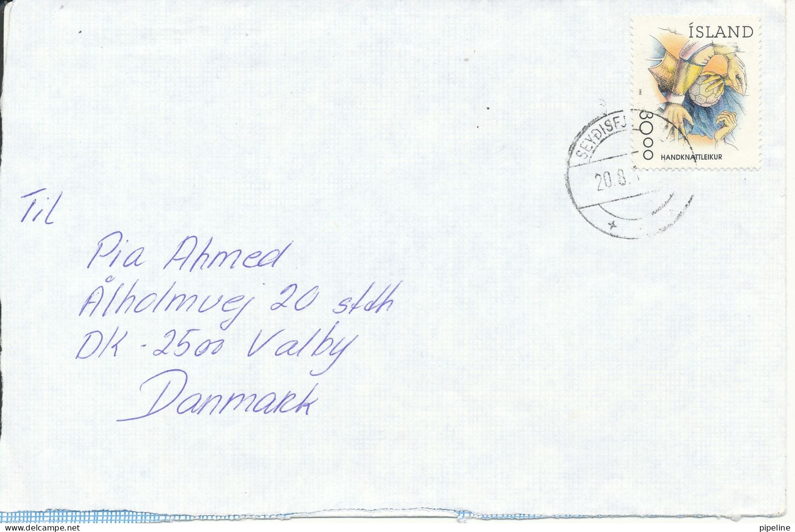 Iceland Cover Sent To Denmark 20-2-1995 Single Franked - Storia Postale