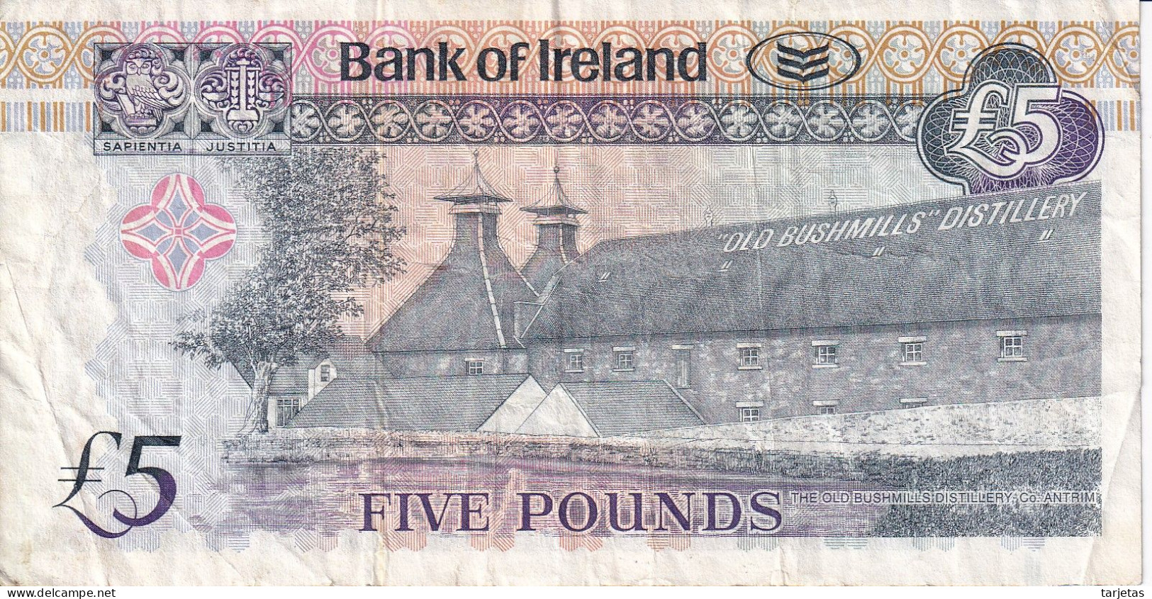 BILLETE DE IRLANDA DE 5 POUNDS DEL AÑO 2008 (BANKNOTE) - Irlanda