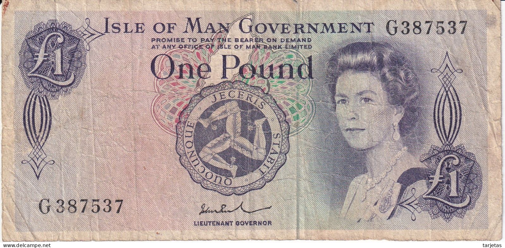 BILLETE DE LA ISLA DE MAN DE 1 POUND DEL AÑO 1972 A 1975 - 1 Pond