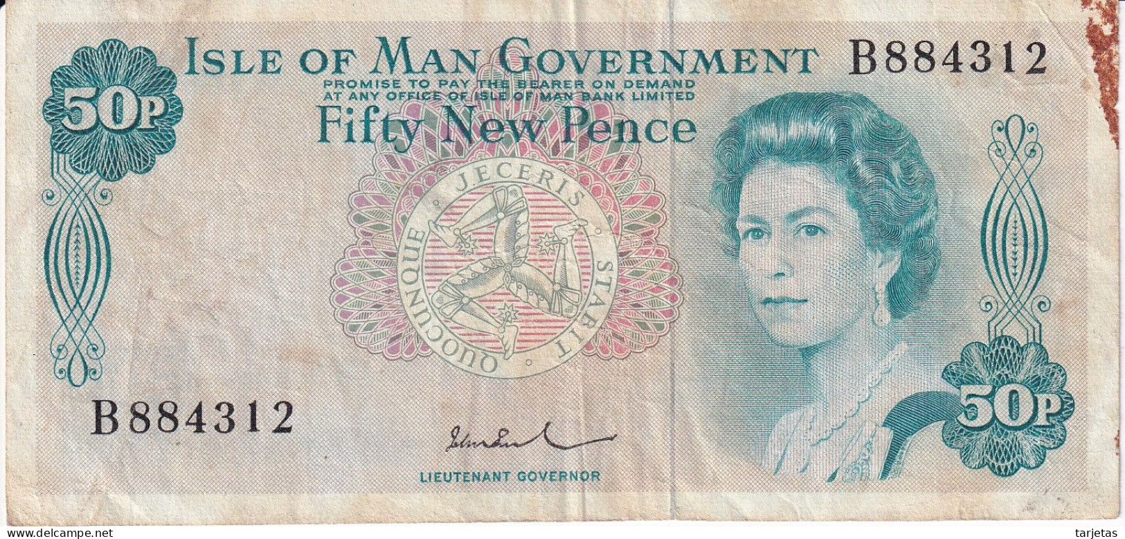 BILLETE DE LA ISLA DE MAN DE 50 PENCE DEL AÑO 1972 A 1979 - 1 Pound