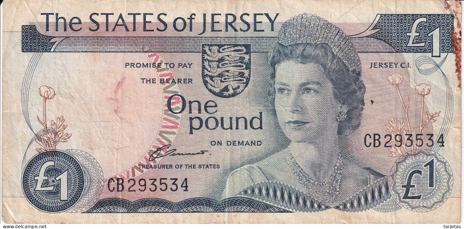 BILLETE DE JERSEY DE 1 POUND DEL AÑO 1978 A 1988  (BANKNOTE) - Jersey