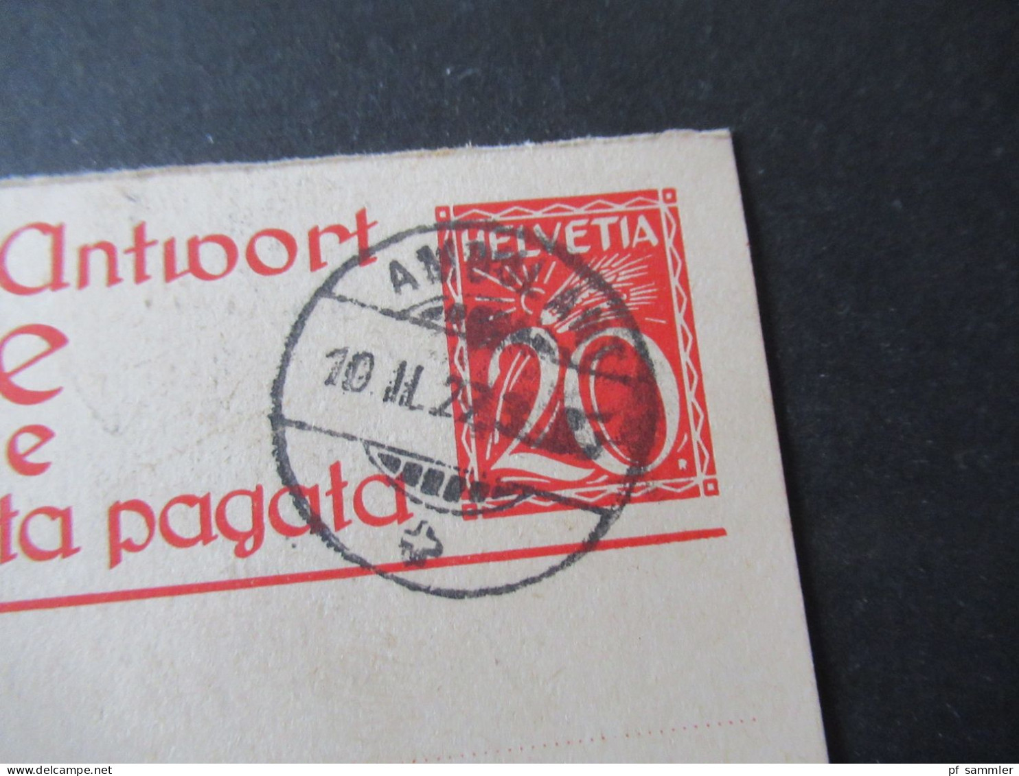 Schweiz 1922 Ganzsache PK Mit Bezahlter Antwort / Fragekarte Stempel Bahnpost Ambulant - Entiers Postaux