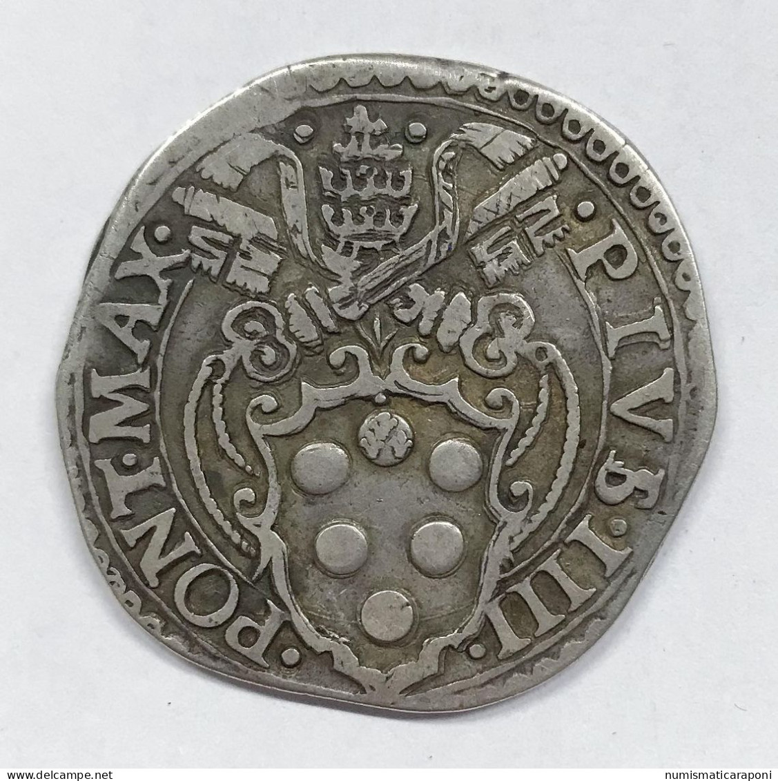 ROMA PIO IV 1559-1565 Testone S.d. Ag G 9,29 Bel BB E.051 - Altri & Non Classificati