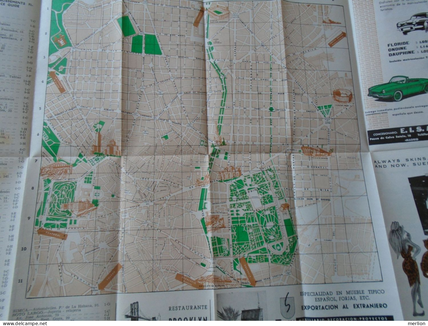 ZA482.46 Air France  TImetable  Paris, Madrid Barcelona -Map Of Madrid Ca 1970 - Europa