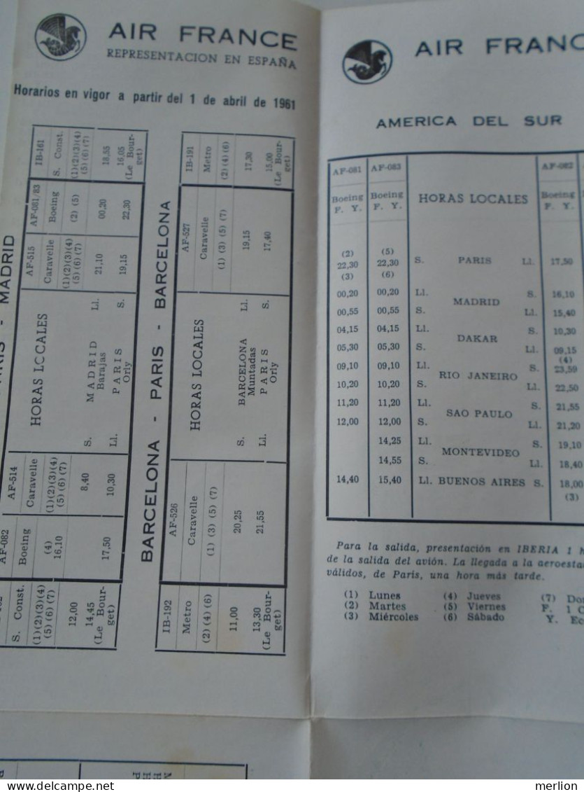 ZA482.46 Air France  TImetable  Paris, Madrid Barcelona -Map of Madrid ca 1970