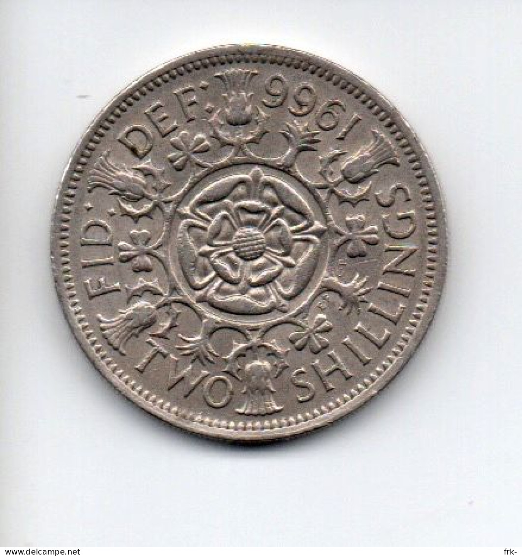 GRAN BRETAGNA 2 SHILLING 1966 - J. 1 Florin / 2 Shillings