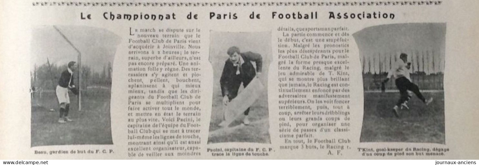 1904 FOOTBALL - CHAMPIONNAT DE PARIS - STADE DE JOINVILLE - FOOTBALL CLUB DE PARIS - RACING - LA VIE AU GRAND AIR - Boeken
