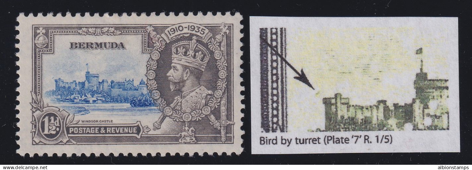 Bermuda, SG 95m, MHR "Bird By Turret" Variety - Bermuda