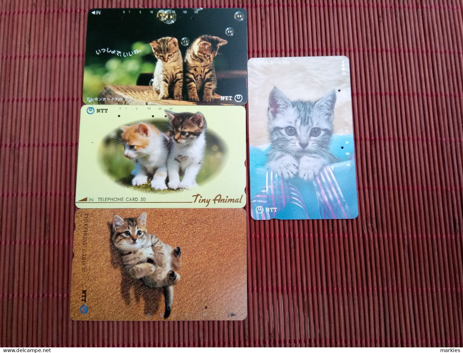 4 PHONECARDS CATS USED Rare - Gatos