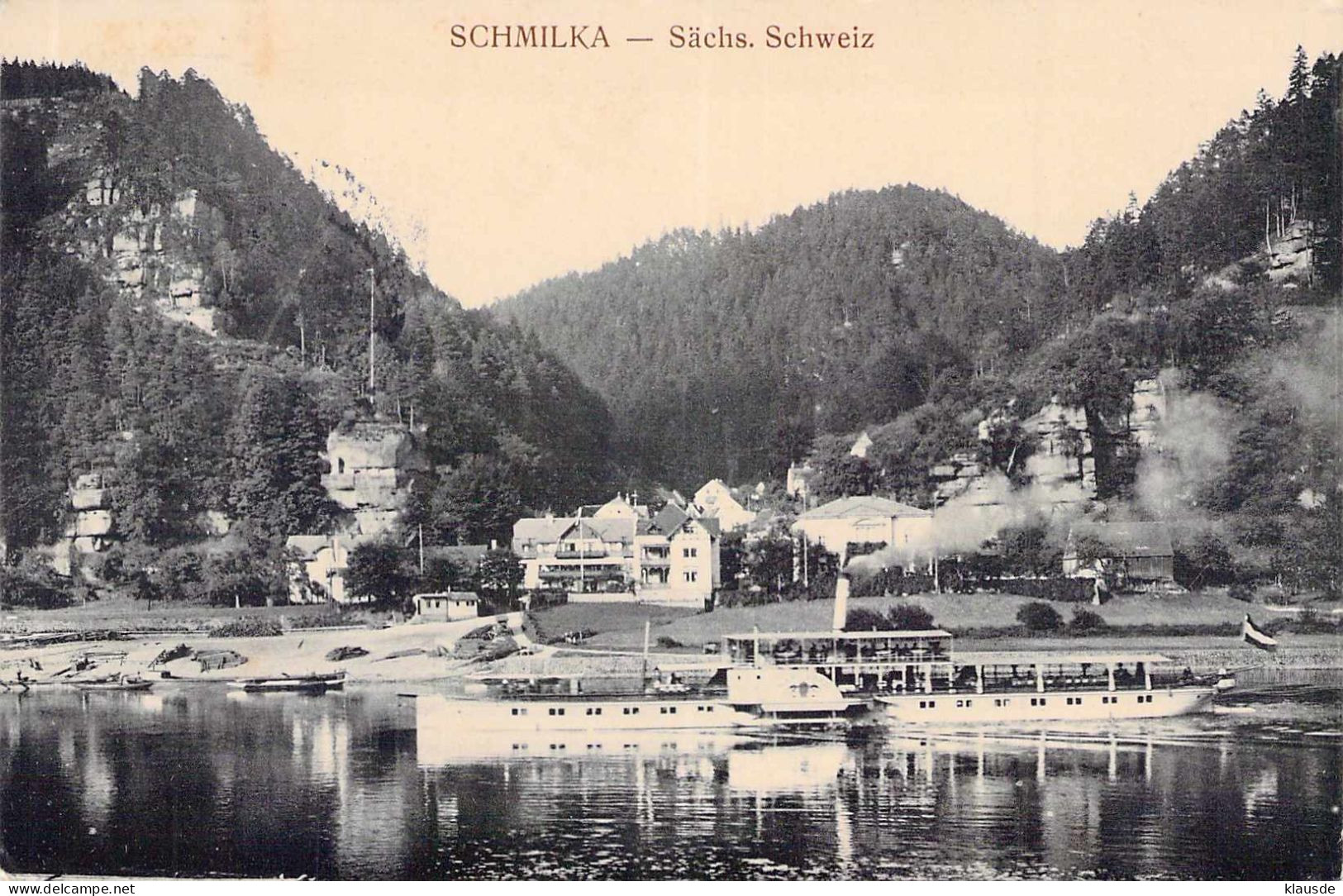 Schmilka - Flussansicht,Dampfer Gel.1911 - Schmilka