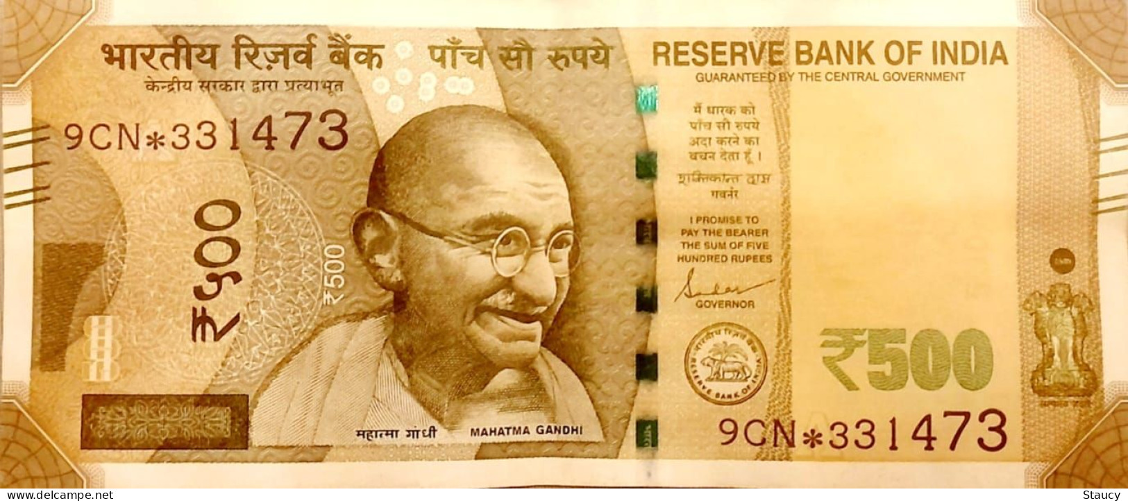 INDIA 2020 Rs.500.00 Rupees Replacement Note Fancy "Star Note" Number 9CN * 331473 USED 100% Genuine As Per Scan - Inde