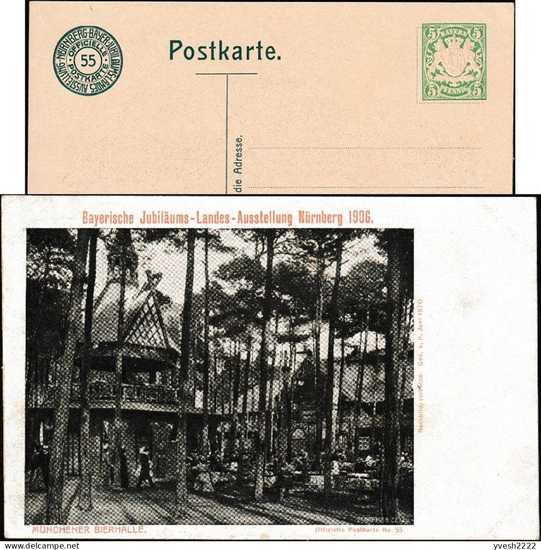 Bavière 1906. Carte, Entier Postal TSC. Exposition De Nuremberg 1906. Hall De Bière Munichoise, édifice En Bois - Beers