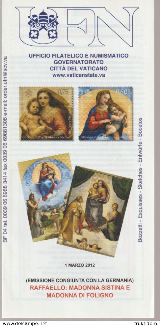 Vatican City Brochures Issues In 2012 Philatelic Programme - Easter - Raphael: The Sistine Madonna - Aerogramme - Colecciones