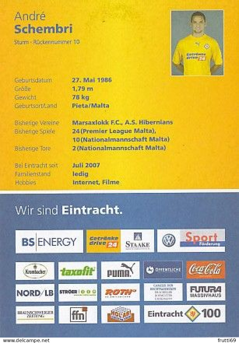 AK 192613  FOOTBALL / SOCCER / FUSSBALL - Eintracht Braunschweig 2007 / 2008 - André Schembri - Calcio