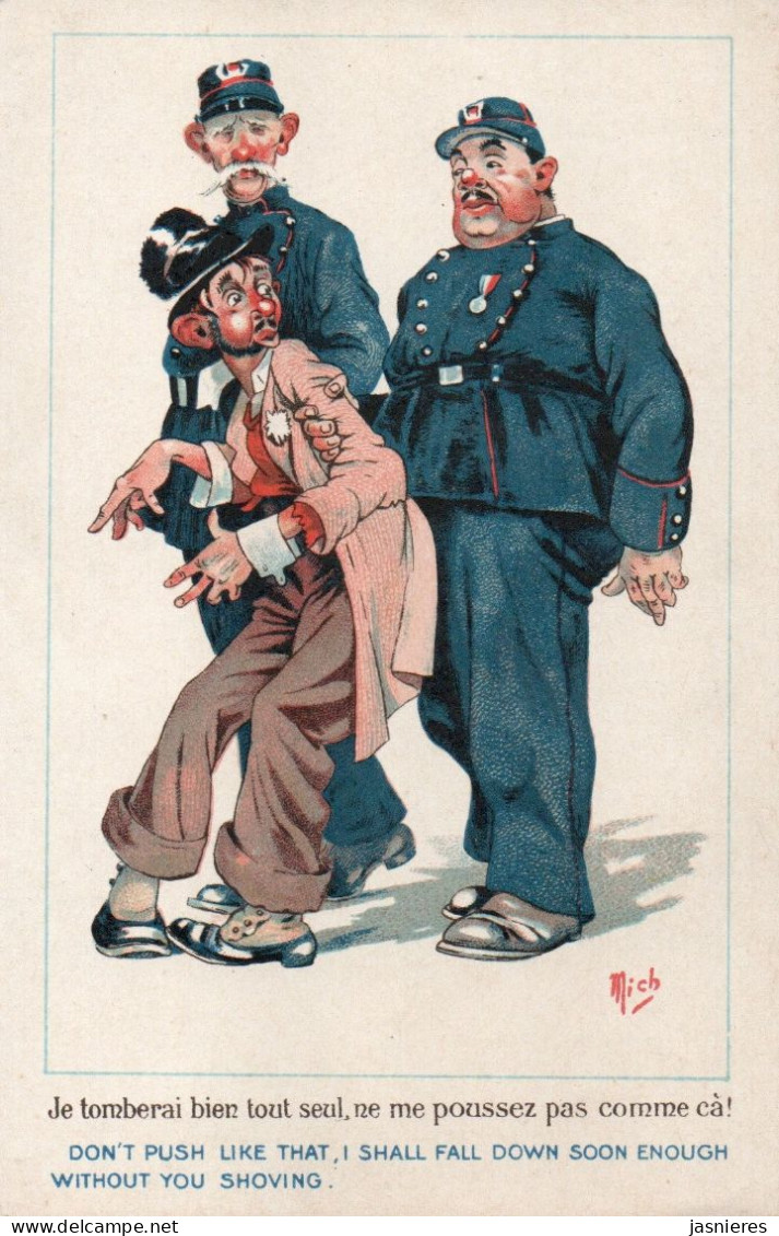 Mich - SID 7023 - Policiers - "Je Tomberai Bien Tout Seul, Ne Me Poussez Pas ..." - Vers 1925 - Mich