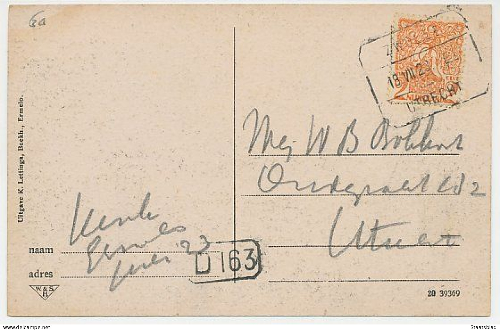 02- Prentbriefkaart Ermelo 1923 - Stationstraat - Ermelo