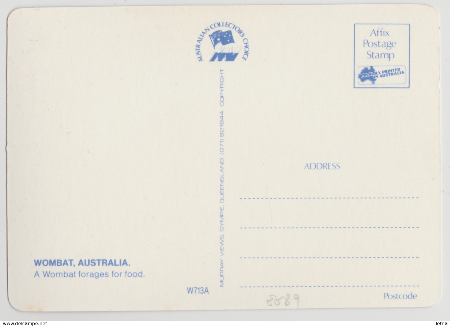 Australia NEW SOUTH WALES NSW Wombat Western Plains Zoo DUBBO Murray Views W713A Postcard C1980s - Dubbo