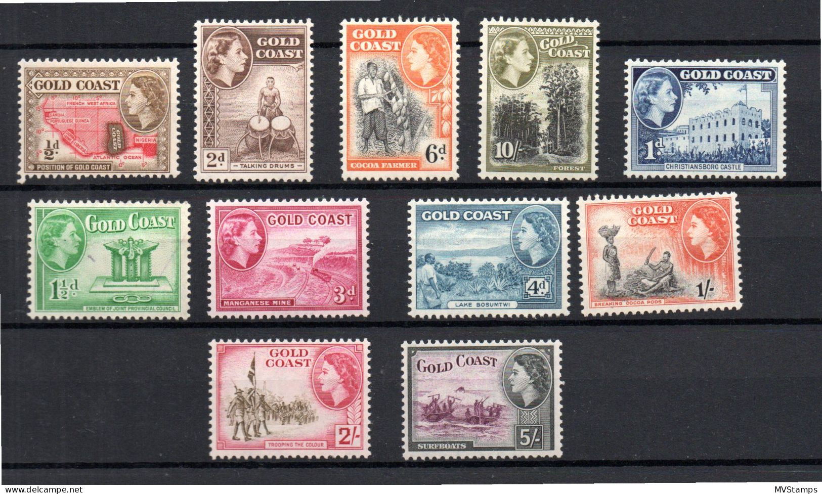 Goldcoast 1953/54 Old Set Def.stamps (Michel 138/41+143/49) Nice MLH - Côte D'Or (...-1957)