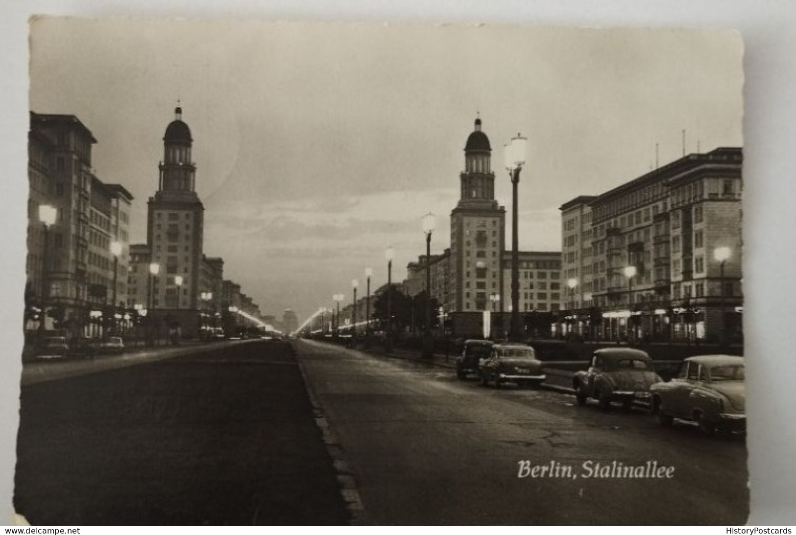 Berlin, Stalinallee, Alte Autos, Wartburg 311, Nacht, 1959 - Friedrichshain