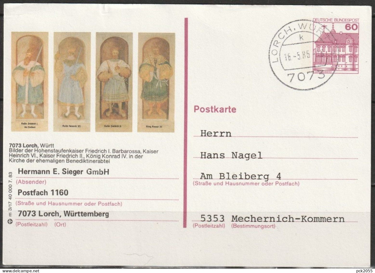 BRD Ganzsache 1983 Mi-Nr. P 138 M3/17 Gebraucht Lorch ( PK 252 ) Günstige Versandlosten - Cartes Postales - Oblitérées