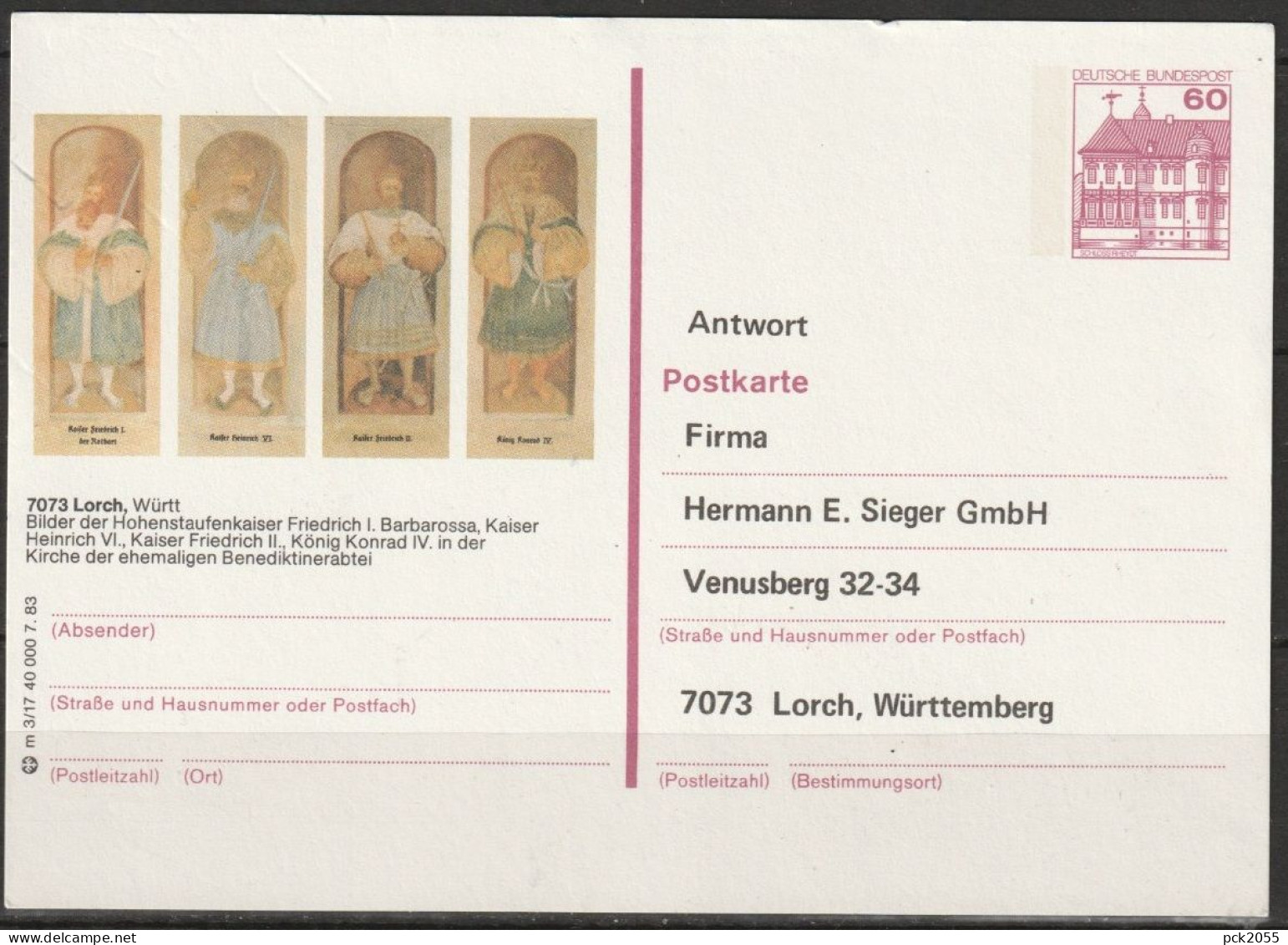 BRD Ganzsache 1983 Mi-Nr. P 138 M3/17 Gebraucht Lorch ( PK 265 ) Günstige Versandlosten - Postcards - Used