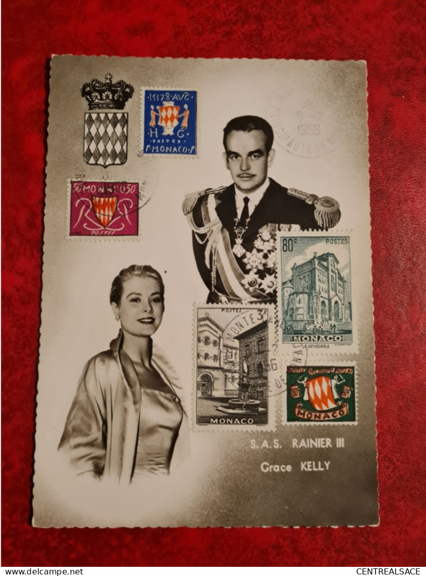 CARTE 1956 MONACO GRACE KELLY ET RAINIER - Briefe U. Dokumente