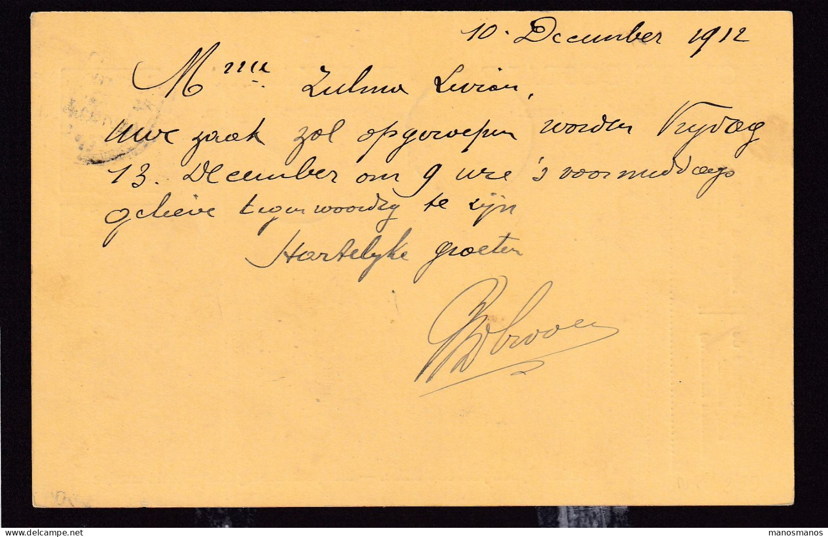 DDFF 470 - Entier Pellens Audenaerde 1912 Vers T2R RUYEN - Vers COBA 15 EUR (s/TP Détaché) - Briefkaarten 1909-1934