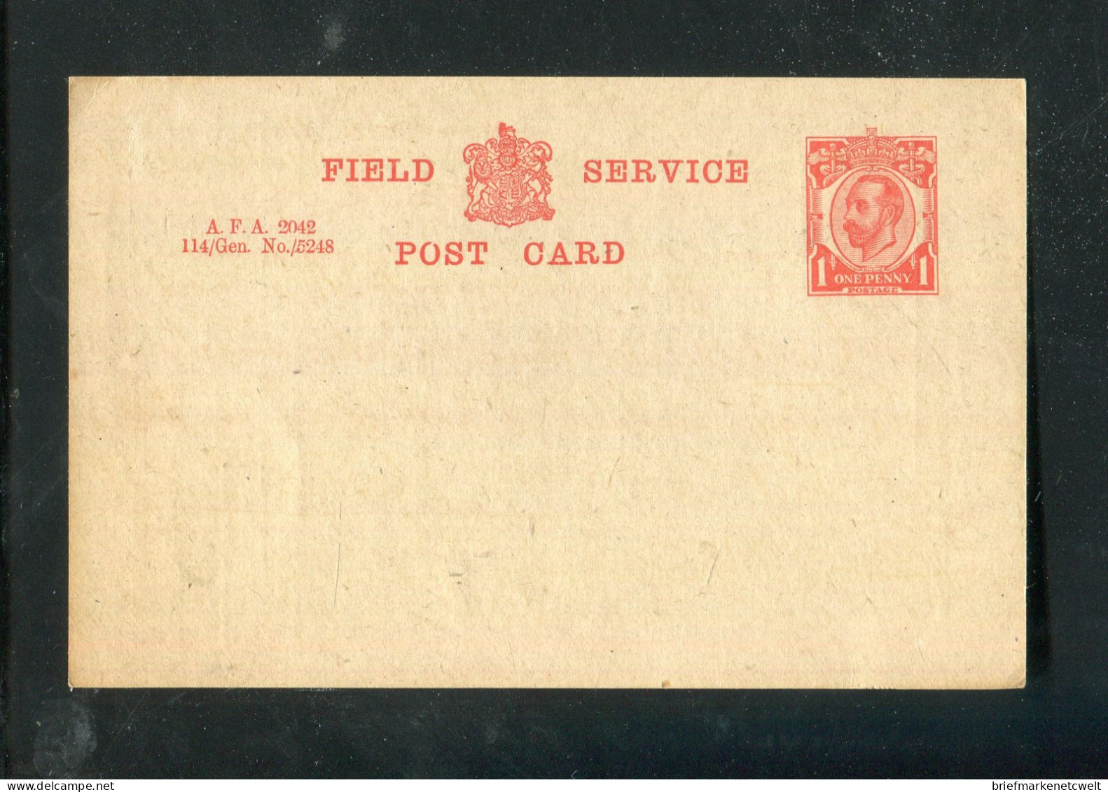 "GROSSBRITANIEN" 1914, Feldpost-Postkarte Mi. FP 1 ** (5330) - Dienstmarken