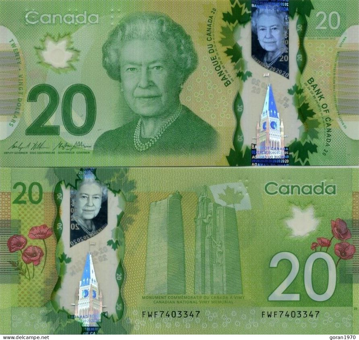 CANADA 20 Dollars 2012 (2015) UNC, P-108 Polymer - Canada