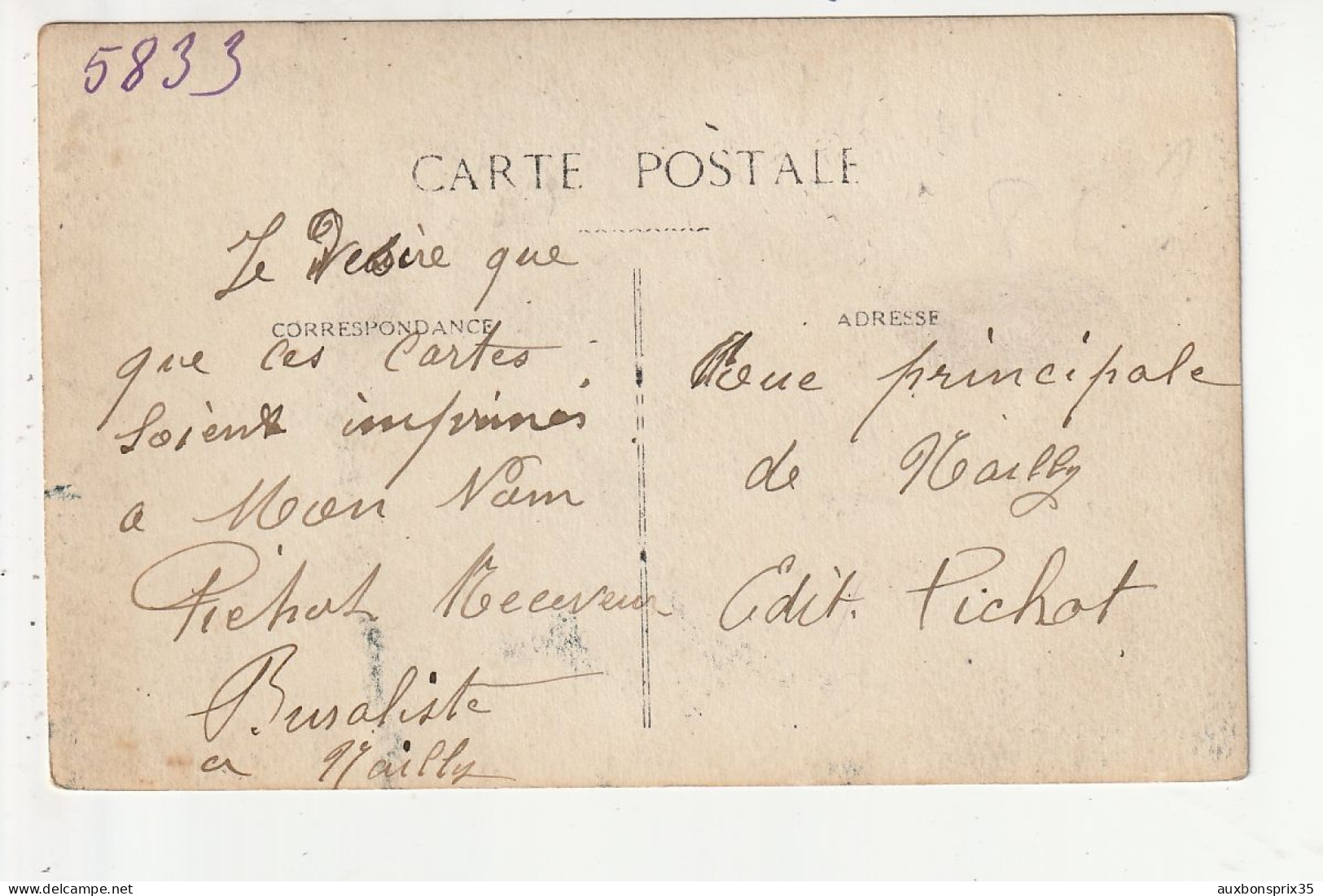 CARTE PHOTO - RUE - (TEXTE AU DOS IMPRIMEE AU NOM DE PIETROT BURALISTE A MAILLY) - Zu Identifizieren