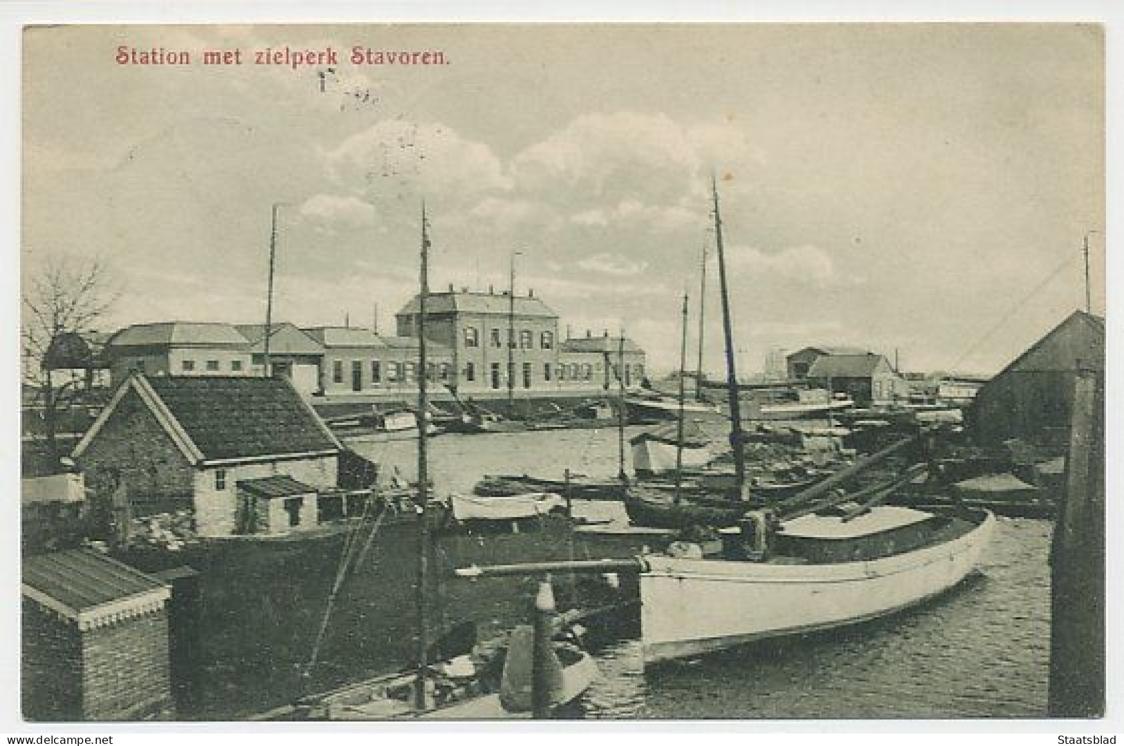 04- Prentbriefkaart Stavoren 1913 - Station Met Zielperk - Stavoren